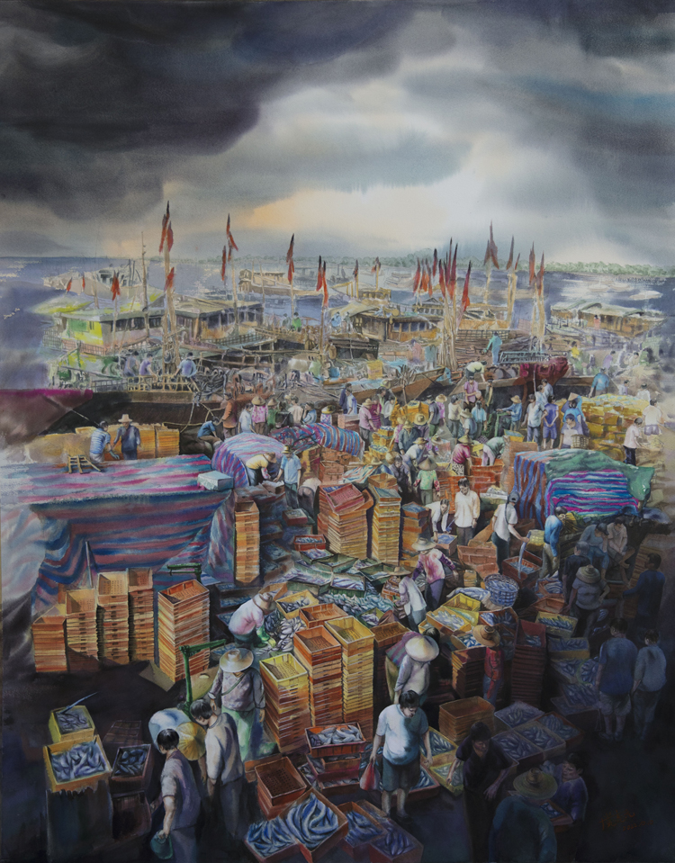 1.党亮元 《渔港重启》 117cmx93cm 水彩画 教师.jpg