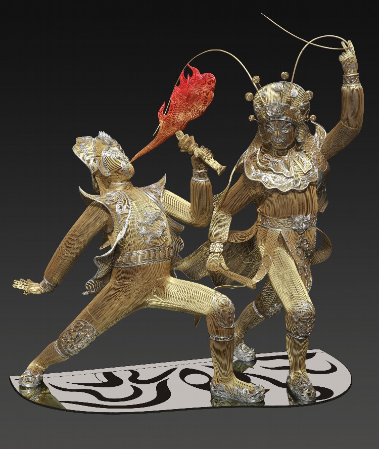 1.江毅 《川剧之魂》高2米 长1.6米 厚1.2米 材质：不锈钢，铁丝；（优秀作品）.jpg